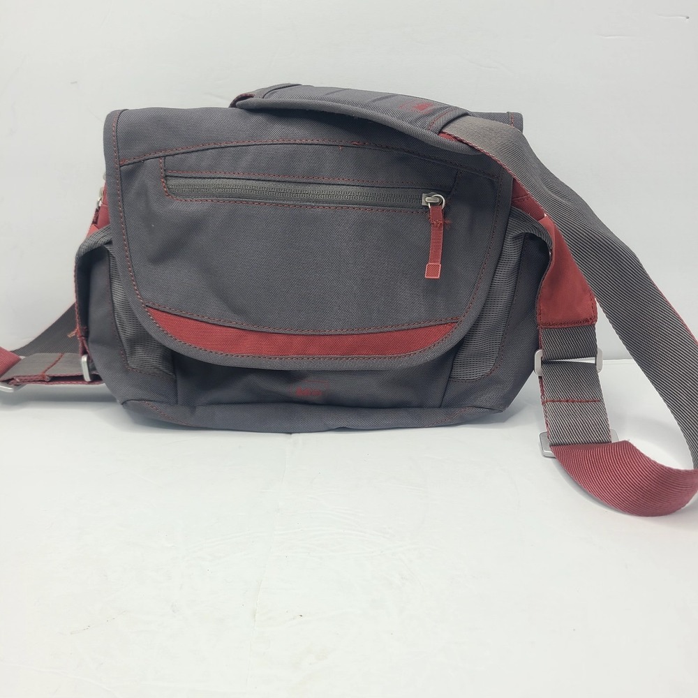 REI Womens Chock Shoulder Crossbody Bag Messenger Travel Hiking Camp Gray Red